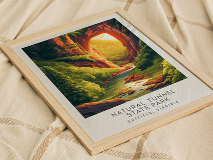 Natural Tunnel State Park Matte Border Poster | Duffield, Virginia Travel Wall Art — styled in a modern interior