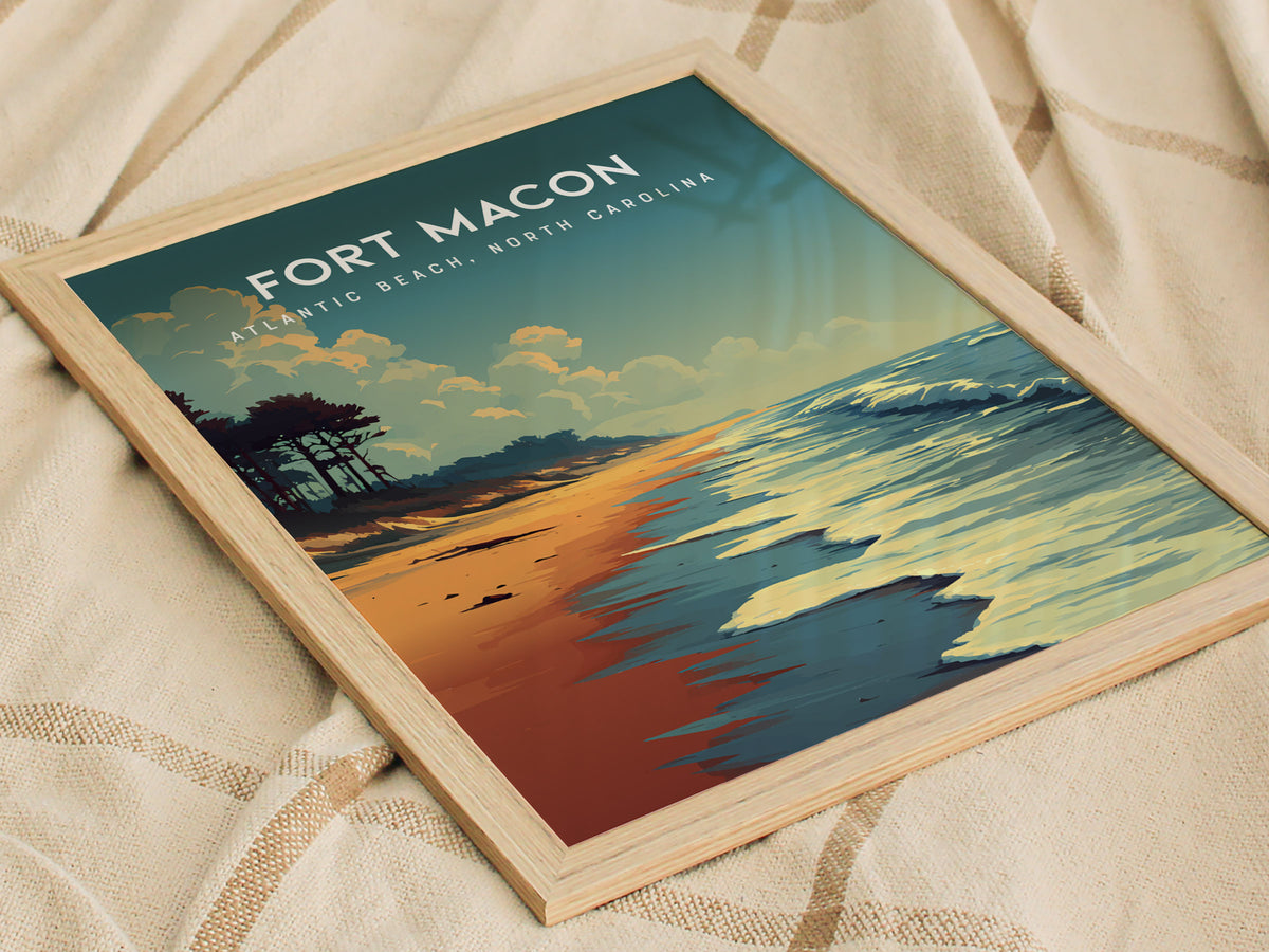 Fort Macon, Atlantic Beach, North Carolina Poster | Beach House Decor Wall Art — styled in a modern interior