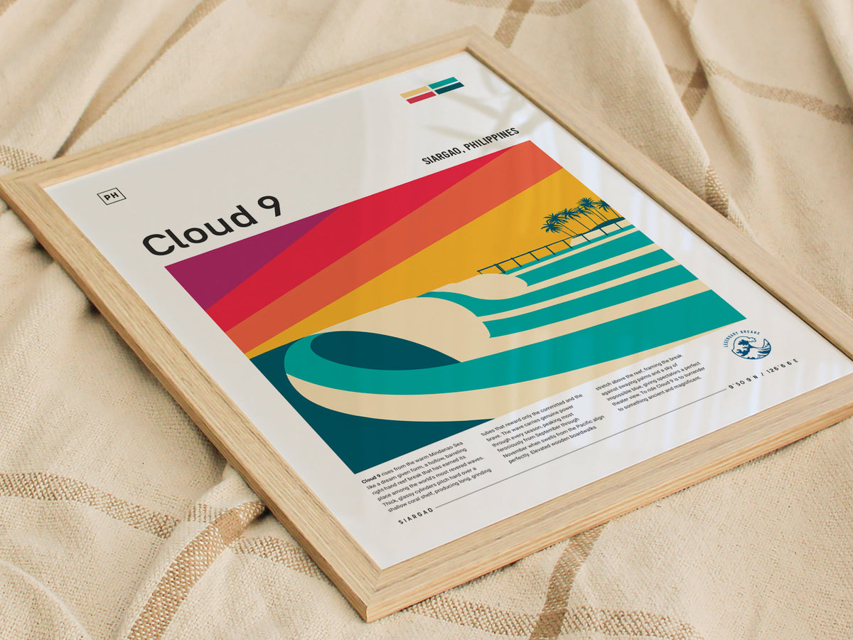 Cloud 9, Siargao, Philippines Poster | Tropical Surf Wall Art — styled in a modern interior
