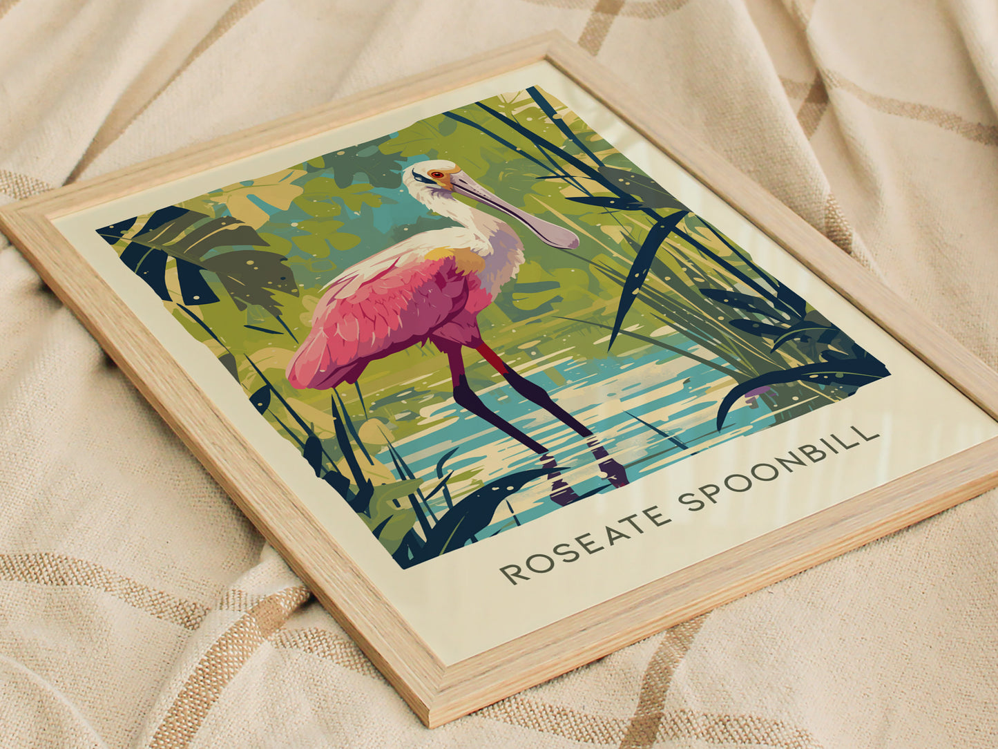 Roseate Spoonbill Art | Florida Pink Bird Poster Wildlife Gift