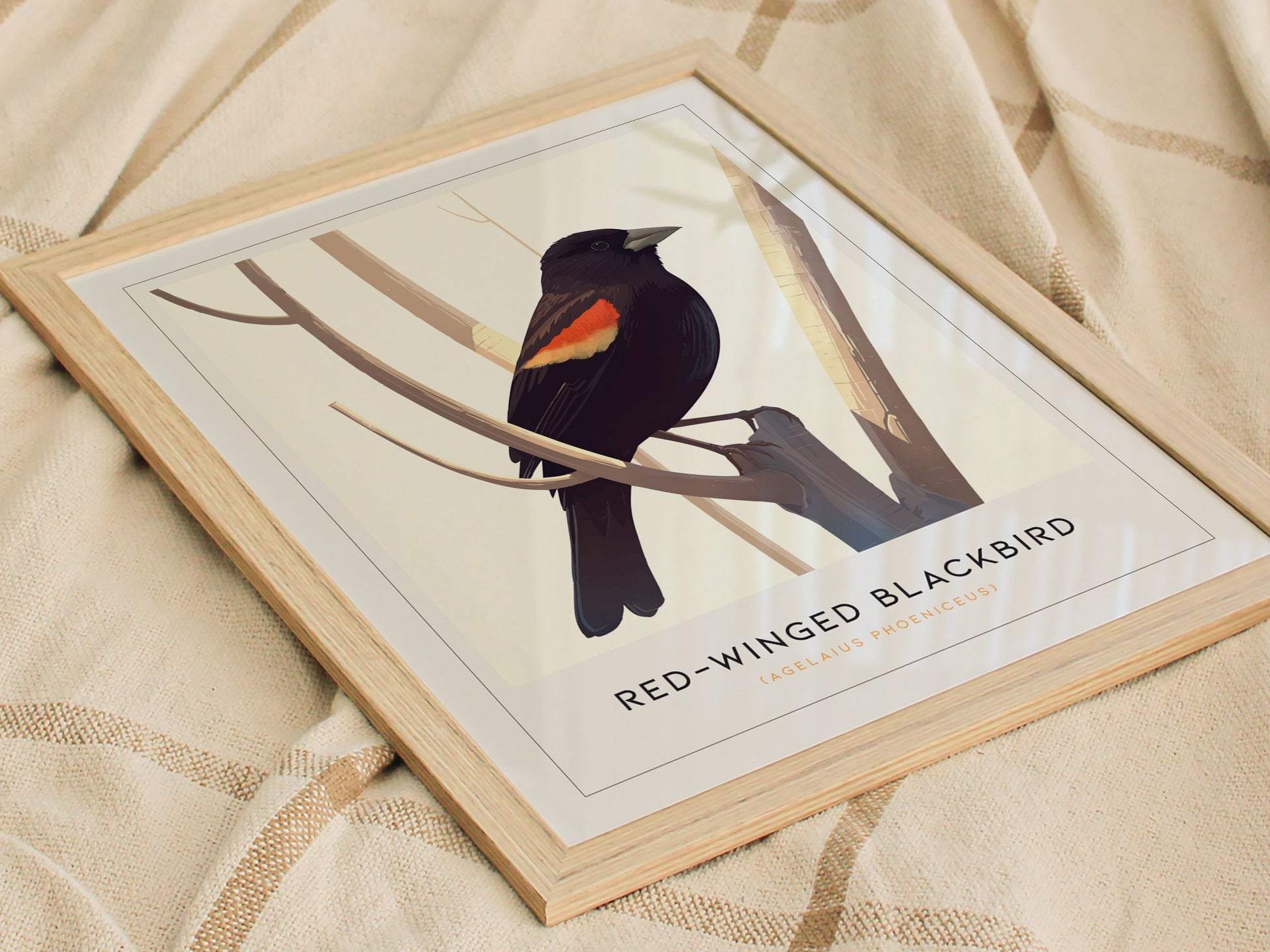Red-Winged Blackbird Poster | Bird Art Print | Minimalist Nature Gift