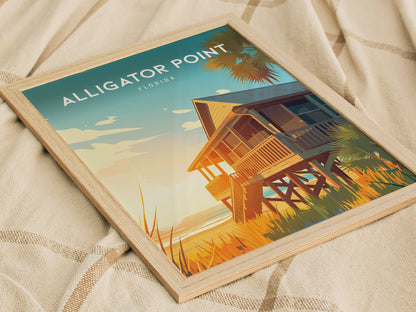 Alligator Point, Florida Poster | Wild Gulf Shore Serenity Wall Art — styled in a modern interior
