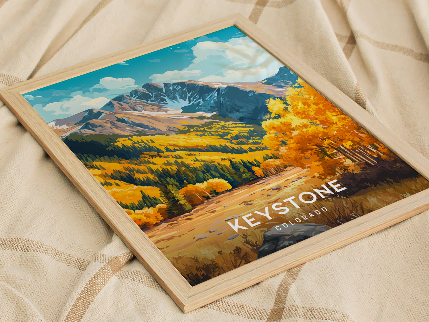 Keystone, Colorado Poster | Snow-Capped Peaks & Ski Village Wall Art — styled in a modern interior