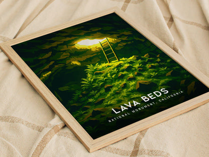 Lava Beds National Monument Poster | California Lava Tube Cave Wall Art