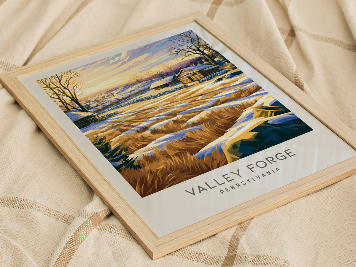 Valley Forge Matte Border Poster | Pennsylvania Destination Print Travel Gift — styled in a modern interior