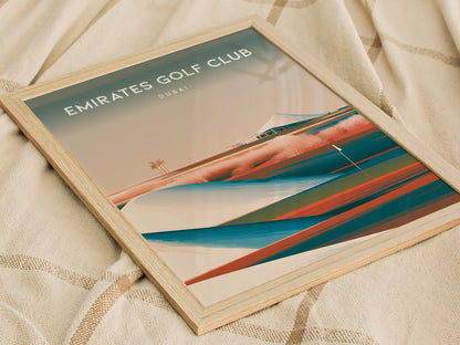 Emirates Golf Club, Dubai Poster | Golfer Gift & Links Wall Art — styled in a modern interior