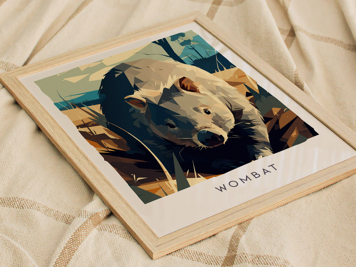 Wombat, Vombatus Ursinus Poster | Charming Australian Wildlife Wall Art — styled in a modern interior