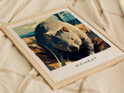 Wombat, Vombatus Ursinus Poster | Charming Australian Wildlife Wall Art — styled in a modern interior