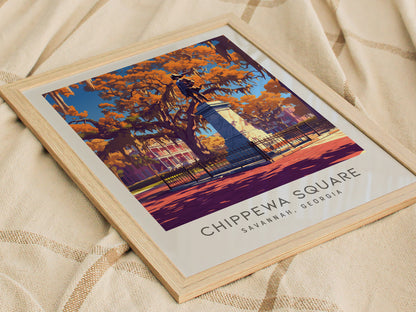 Chippewa Square Matte Border Poster | Savannah, Georgia Travel Wall Art — styled in a modern interior