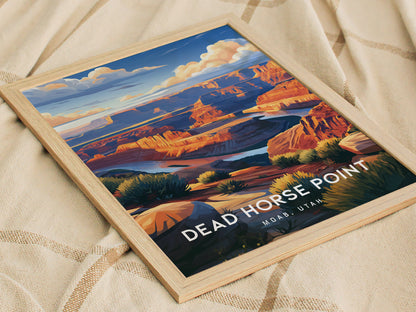Dead Horse Point, Moab, Utah Poster | Canyon Overlook Destination Print Wall Art — styled in a modern interior