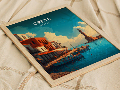 Crete, Greece Poster | Mediterranean Island Destination Print Wall Art — styled in a modern interior