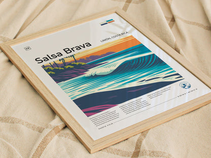 Salsa Brava, Limón, Costa Rica Poster | Caribbean Surf Wave Print Wall Art — styled in a modern interior