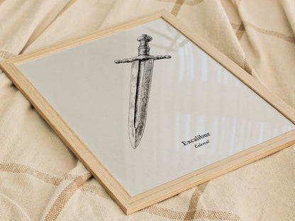 Excalibur Sword Poster | Vintage Calesvol Scientific Illustration Wall Art — styled in a modern interior