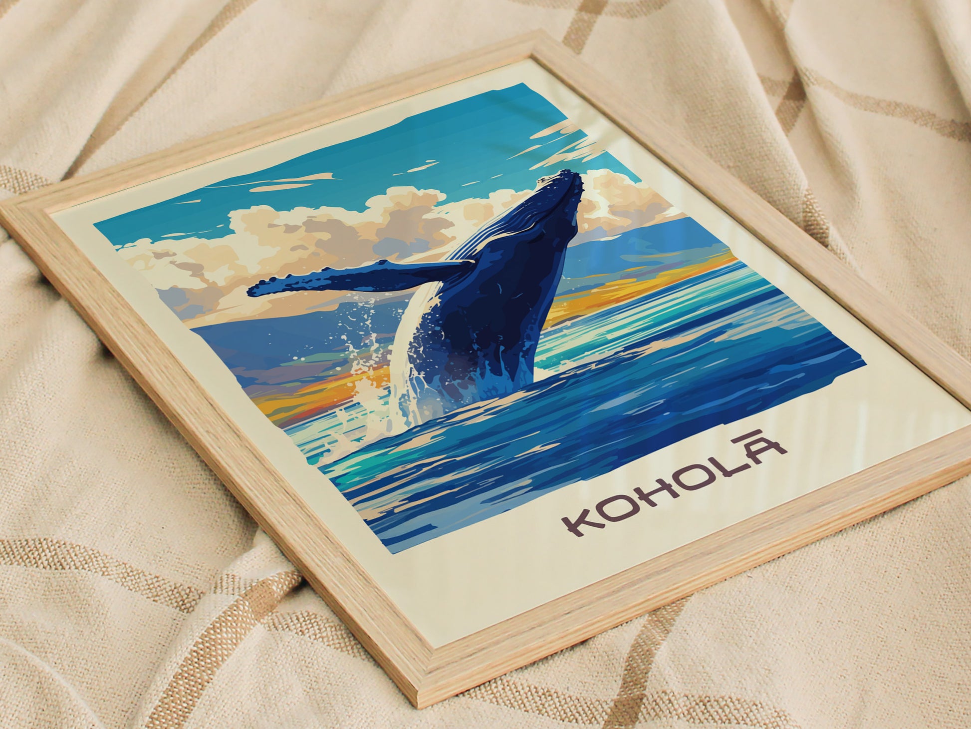 Kohola Hawaiian Humpback Whale Poster | Maui Hawaii Ocean Wall Art