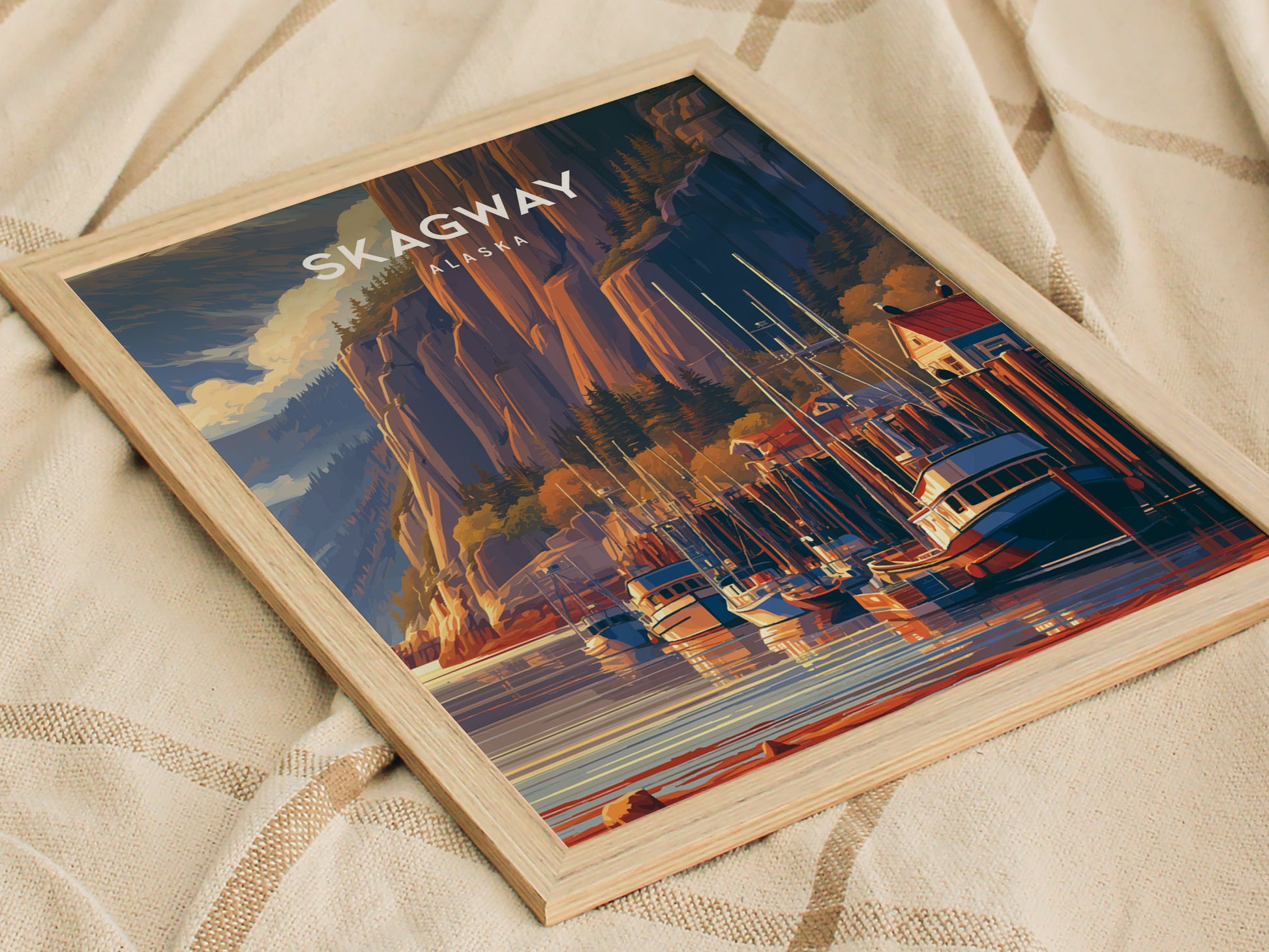 Skagway, Alaska Poster | Gold Rush Trail Mountain Wall Art — styled in a modern interior
