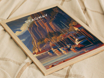 Skagway, Alaska Poster | Gold Rush Trail Mountain Wall Art — styled in a modern interior