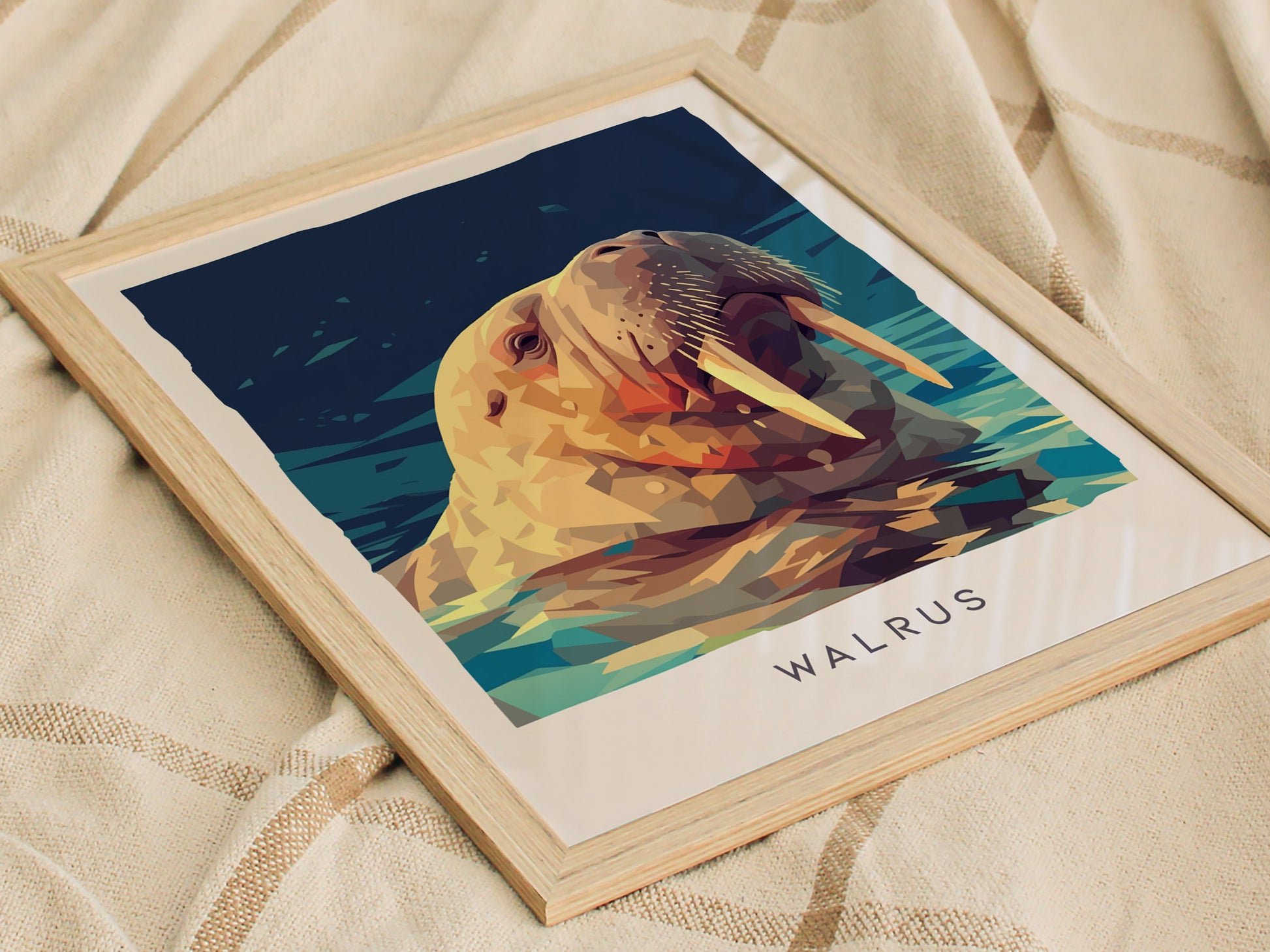 Walrus, Odobenus rosmarus Poster | Arctic Wildlife Majesty Wall Art — styled in a modern interior
