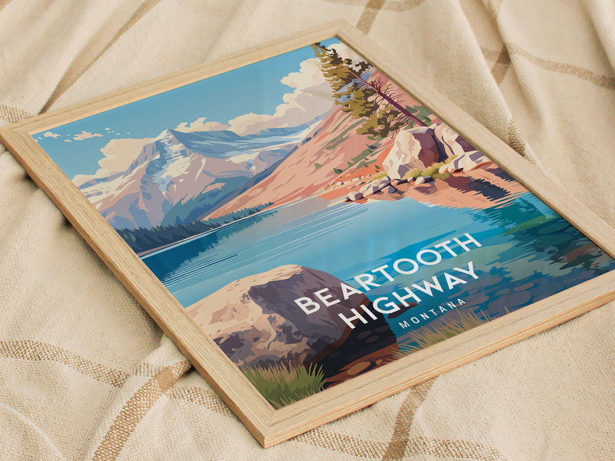 Beartooth Highway, Montana Poster | Alpine Mountain Pass Scenic Wall Art — styled in a modern interior