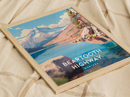 Beartooth Highway, Montana Poster | Alpine Mountain Pass Scenic Wall Art — styled in a modern interior