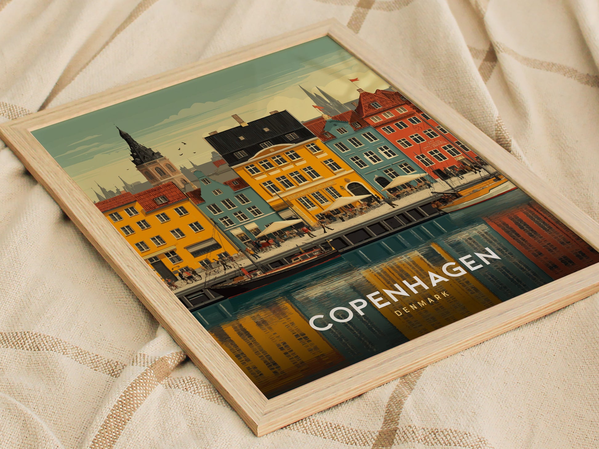 Copenhagen Denmark Poster | Nyhavn Harbor Wall Art | Framed or Unframed