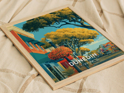 Dunedin, Florida Poster | Honeymoon Island Sunset Coastal Wall Art — styled in a modern interior