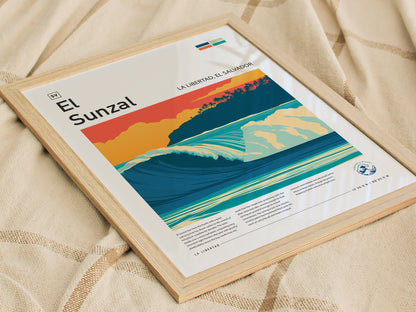 El Sunzal, La Libertad, El Salvador Poster | Tropical Surf Wall Art — styled in a modern interior