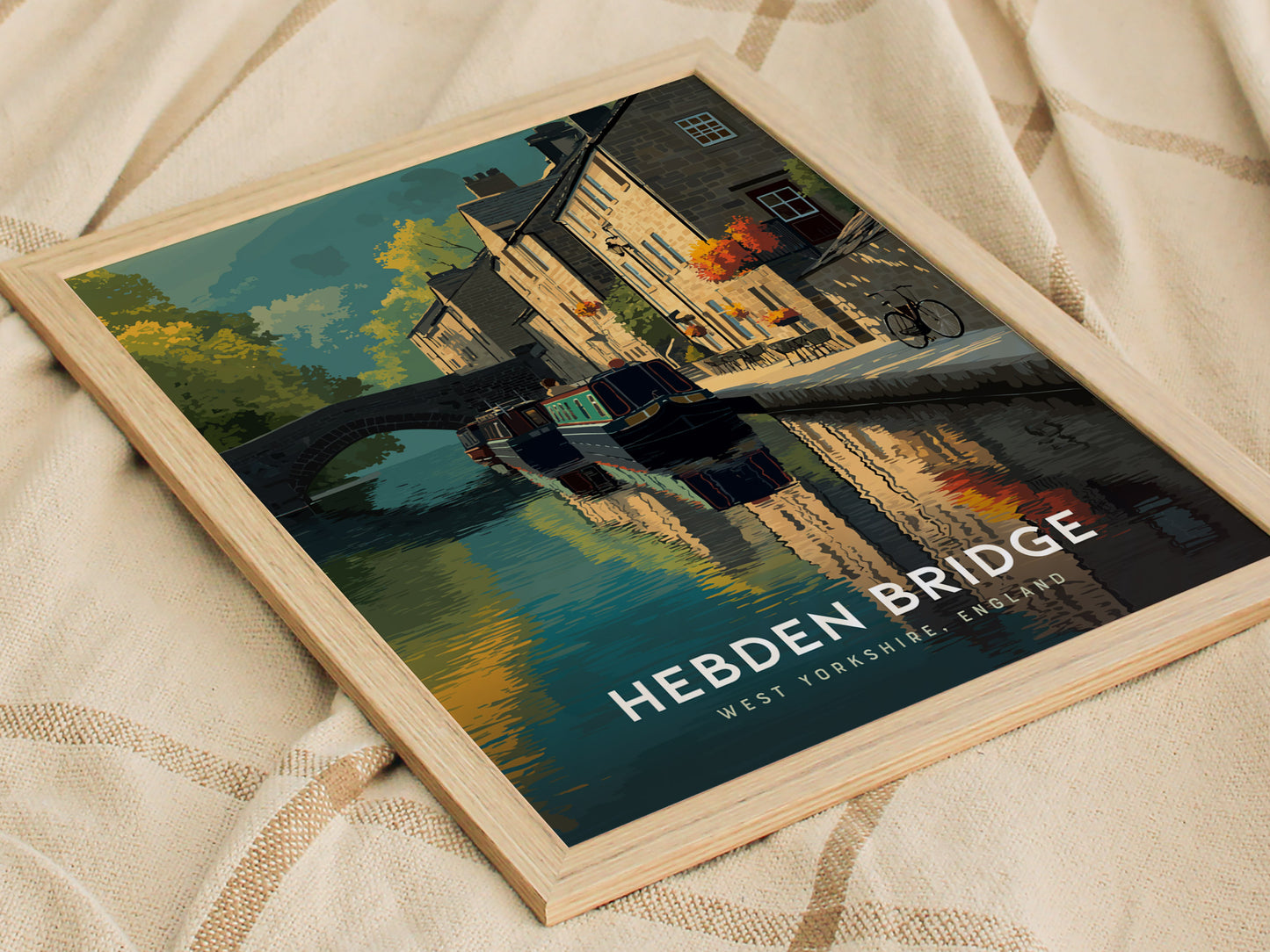 Hebden Bridge Poster | West Yorkshire England Canal Wall Art