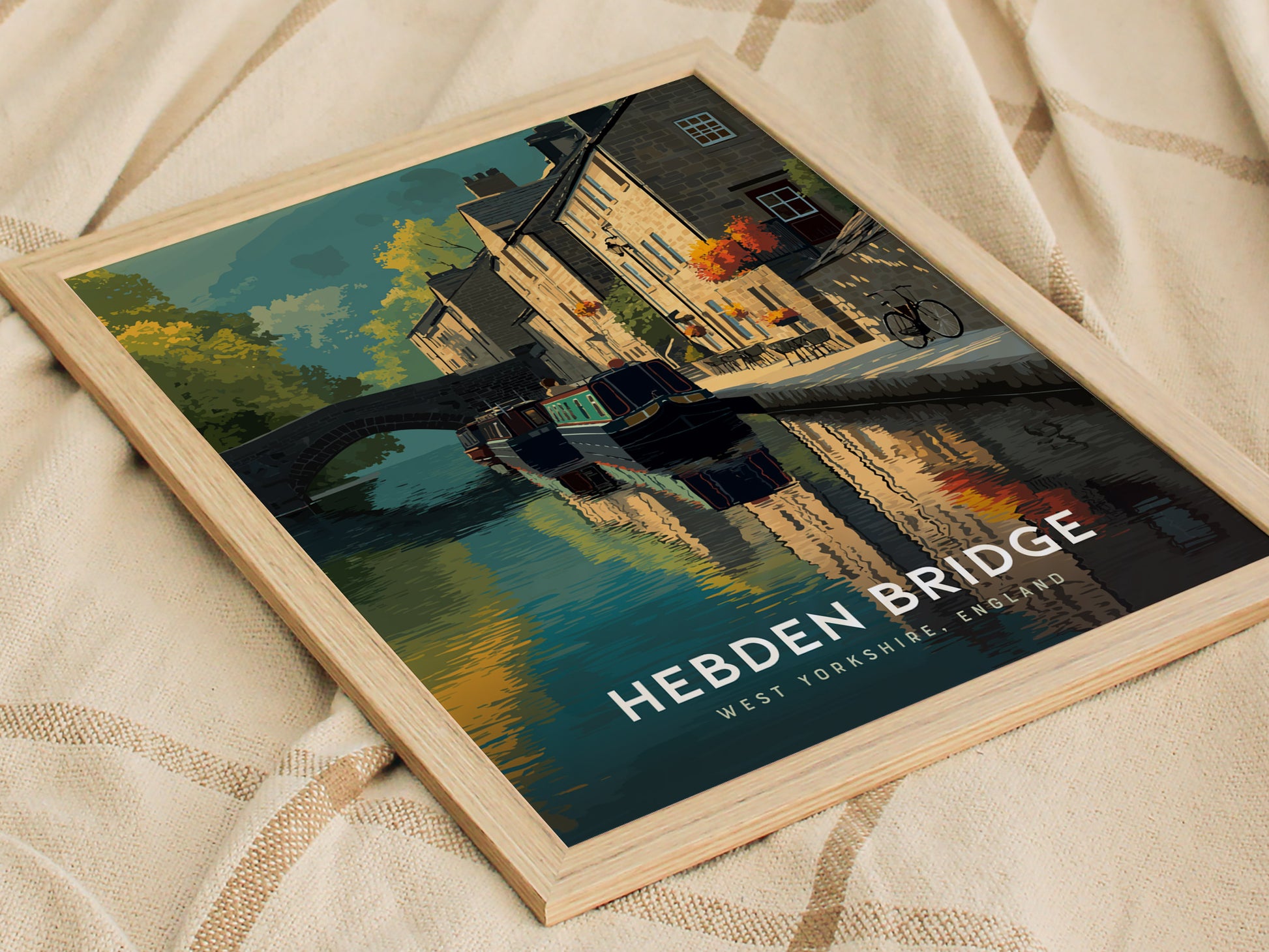 Hebden Bridge Poster | West Yorkshire England Canal Wall Art