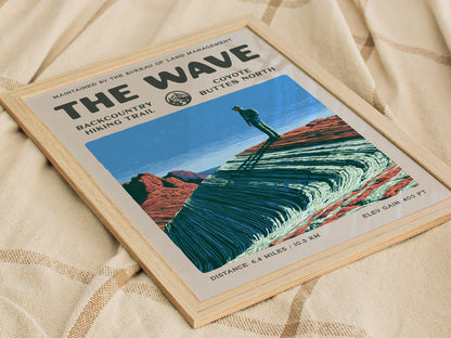 The Wave, Coyote Buttes North Poster | Hiker Gift | Backcountry Trail Wall Art — styled in a modern interior