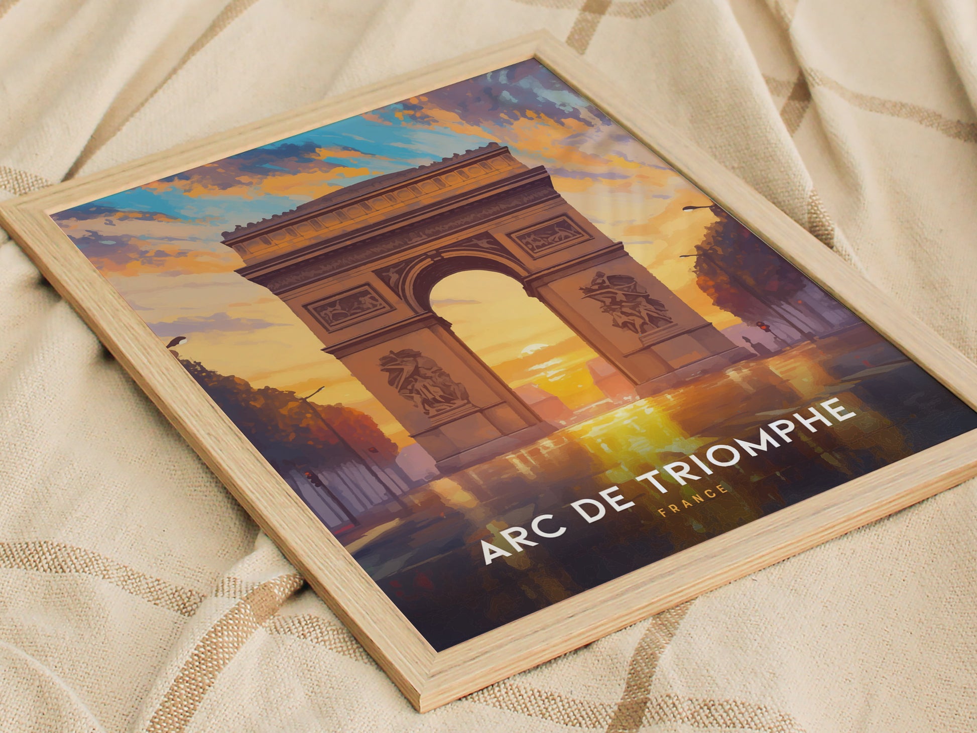 Arc de Triomphe Poster | Paris France Landmark Travel Print Wall Art | Framed of Unframed