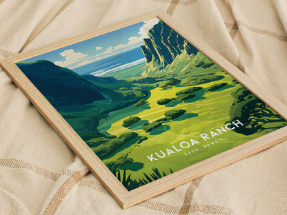 Kualoa Ranch Poster | Oahu Hawaii Jurassic Valley Wall Art