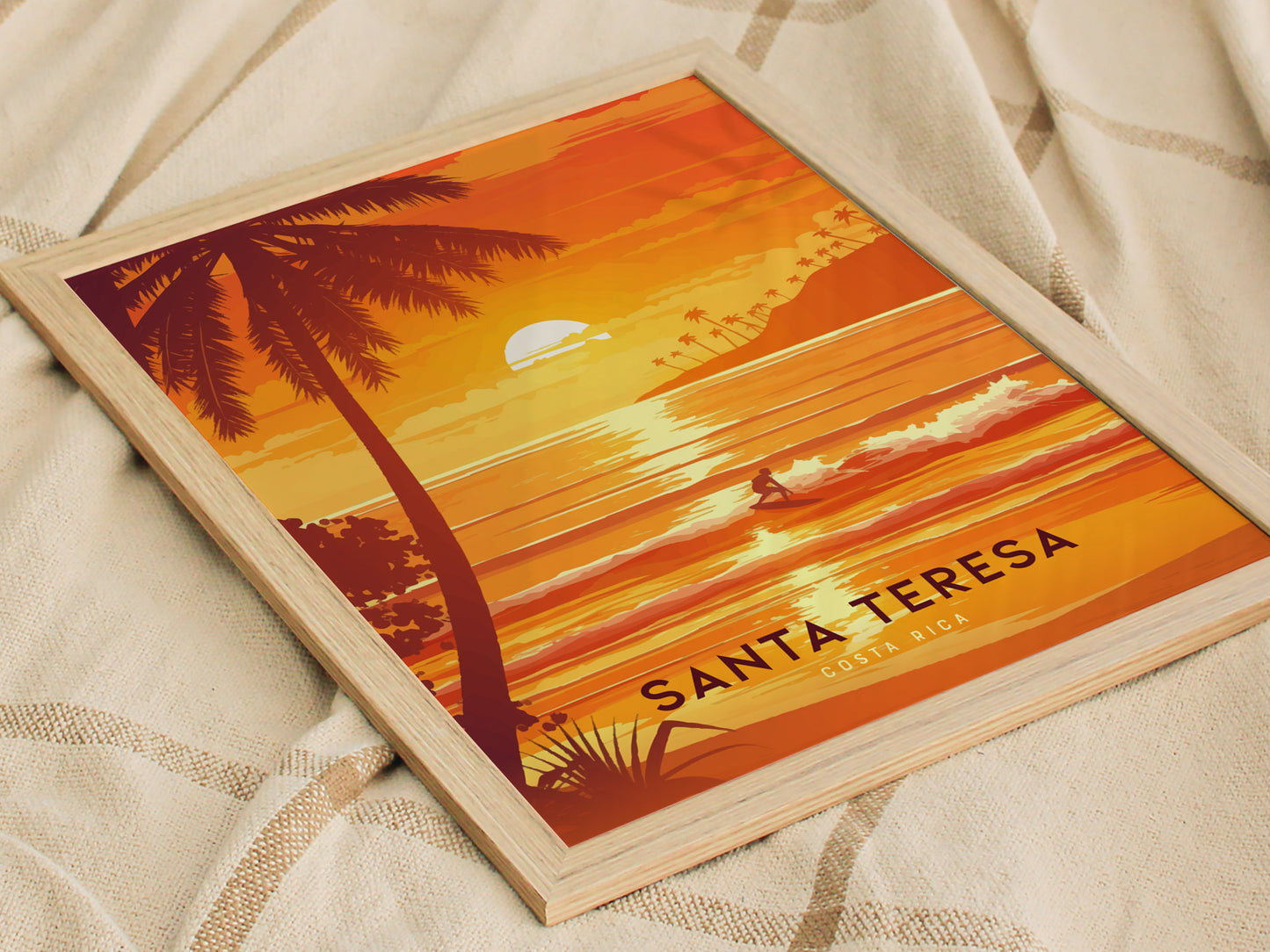 Santa Teresa Costa Rica Poster | Surf Art | Pura Vida Beach Sunset Print