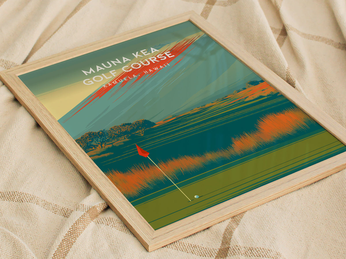 Mauna Kea Golf Course, Kamuela, Hawaii Poster | Tropical Links Golfer Gift Wall Art — styled in a modern interior