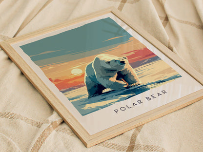 Polar Bear, Arctic Wildlife Poster | Majestic Ice Kingdom Explorer Wall Art — styled in a modern interior