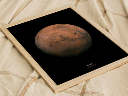 Mars poster featuring NASA Valles Marineris hemisphere view of the Red Planet