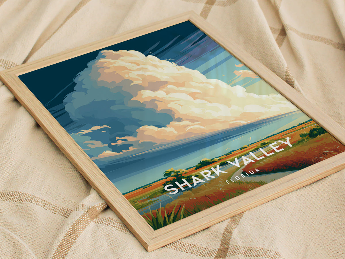Shark Valley, Florida Poster | Everglades Alligator & Wetlands Wall Art — styled in a modern interior