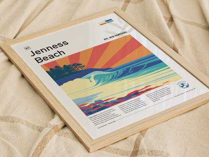 Jenness Beach, Rye, New Hampshire Poster | Surf Wall Art & Coastal Waves Print — styled in a modern interior