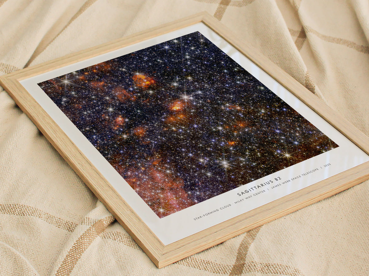 Sagittarius B2 Poster | NASA Star-forming Cloud · Milky Way Center Space Photography Wall Art — styled in a modern interior