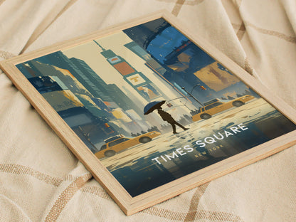 Times Square Poster | New York City Art | NYC Retro Travel Wall Print