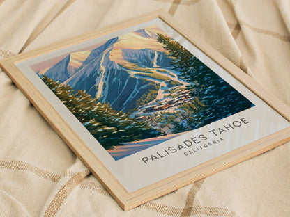 Palisades Tahoe Matte Border Poster | California Destination Print Travel Wall Art — styled in a modern interior