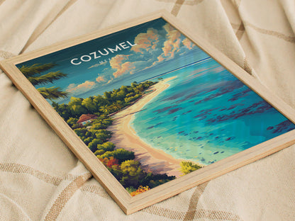 Cozumel, Mexico Poster | Caribbean Island Travel Gift Wall Art — styled in a modern interior