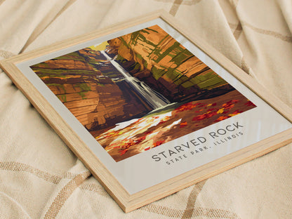 Starved Rock State Park Matte Border Poster | Illinois Travel Wall Art — styled in a modern interior