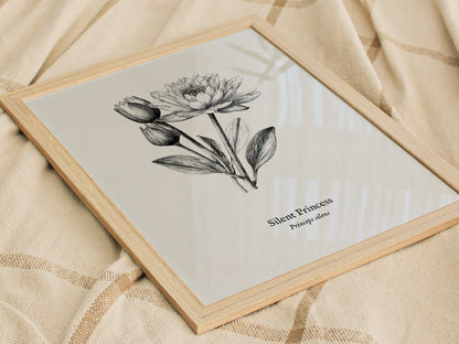Silent Princess Poster | Princeps Silens Pen and Ink Print Vintage Scientific Illustration Wall Art — styled in a modern inte