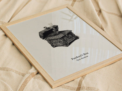 Pandora's Box Poster | Pyxis Pandorae Pen and Ink Print Vintage Scientific Illustration Wall Art — styled in a modern interio