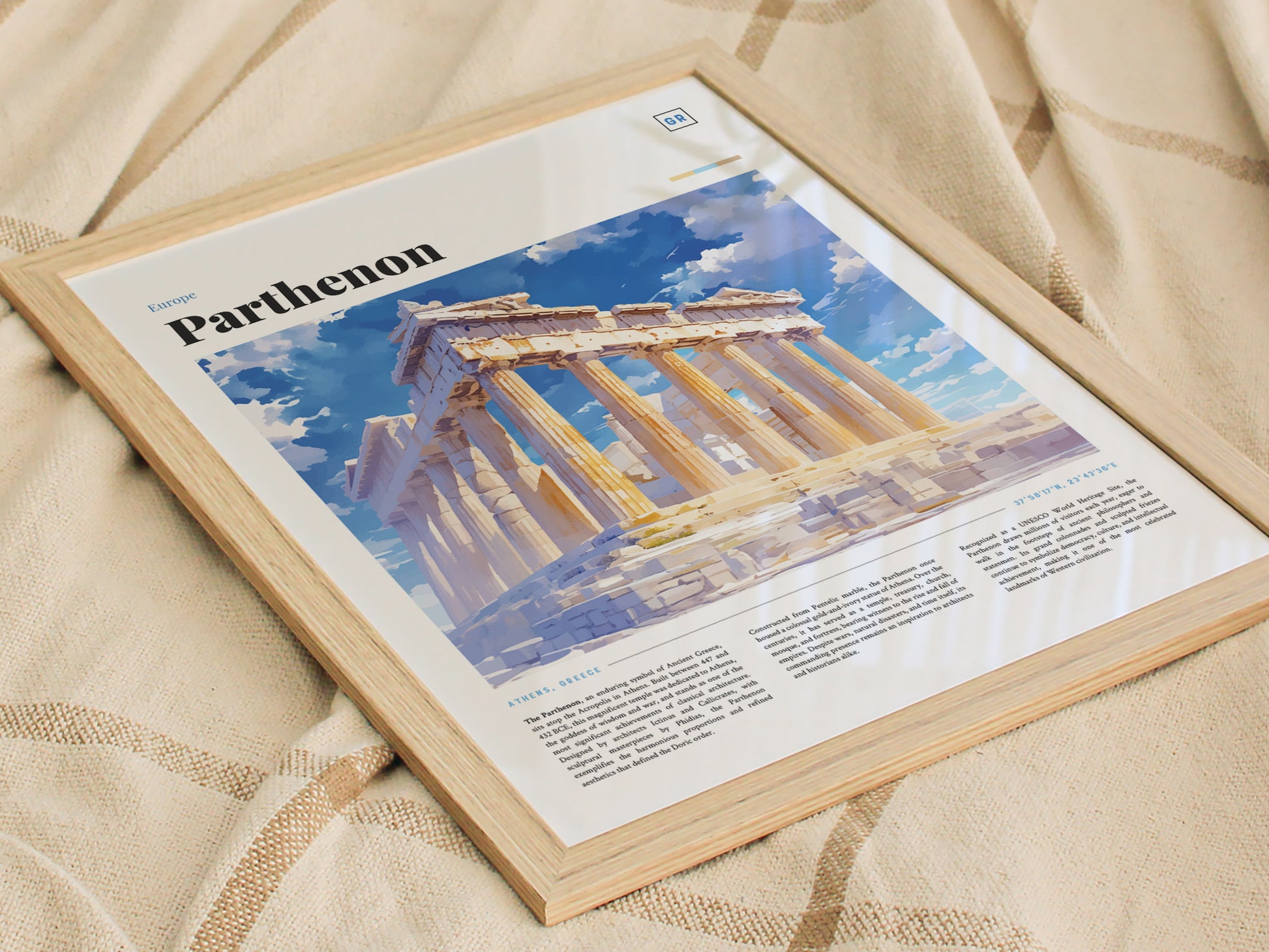 Parthenon Athens Poster | Ancient Greek Temple Wall Art Print