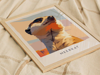 Meerkat, Suricata suricatta Poster | Bold Safari Wildlife Wall Art — styled in a modern interior