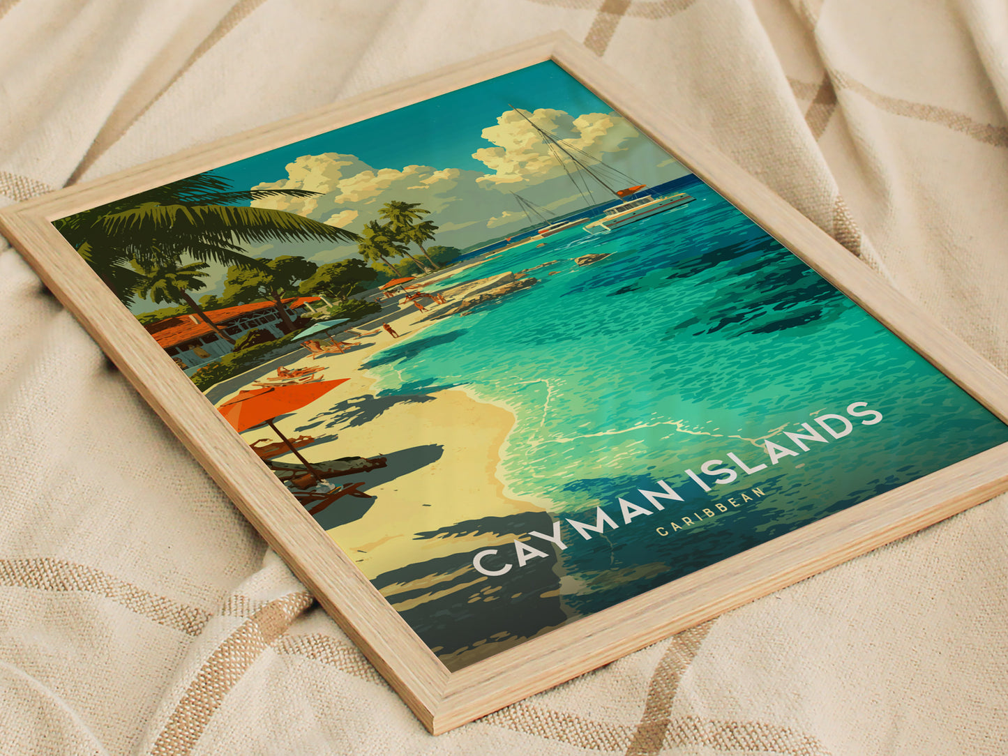 Cayman Islands Poster | Caribbean Beach Tropical Travel Print Wall Art | Framed or Unframed