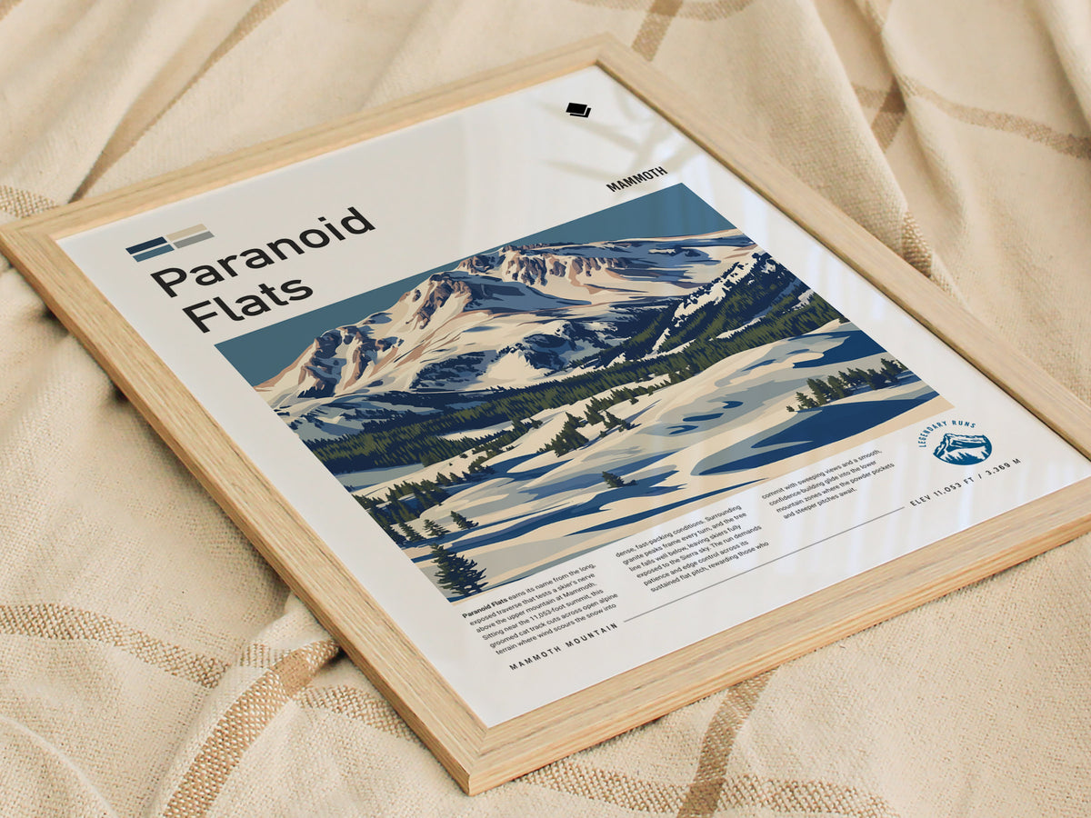 Paranoid Flats, Mammoth Poster | Ski Lodge Decor Mountain Wall Art — styled in a modern interior