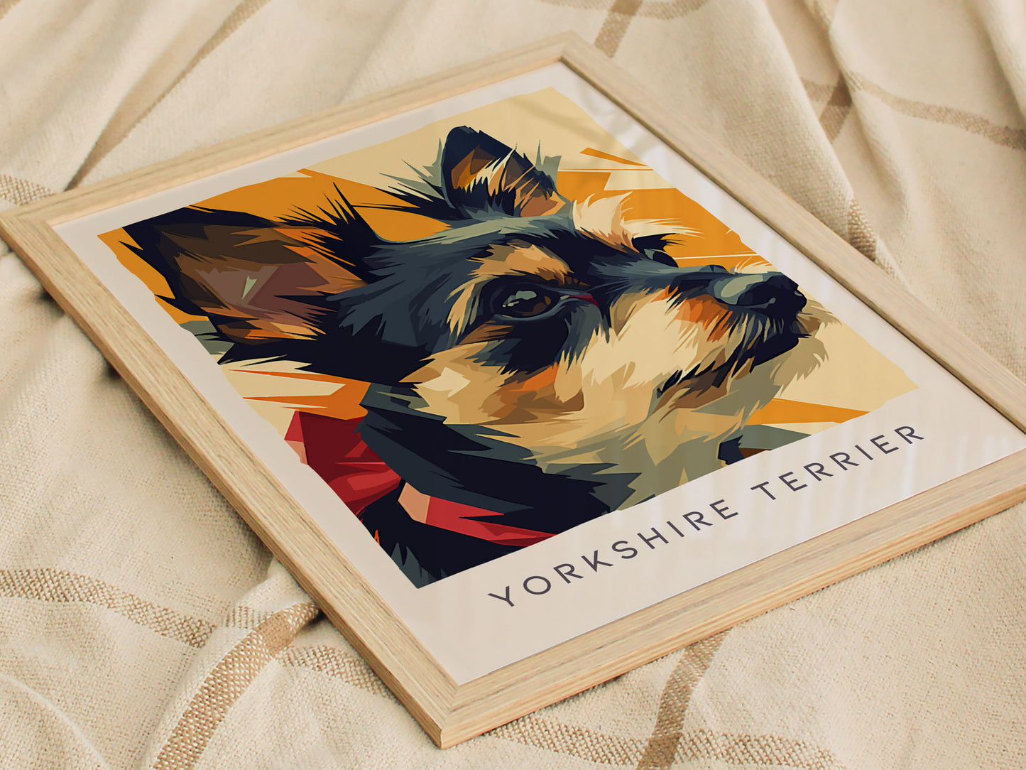 Yorkshire Terrier Poster | Bold & Beautiful Yorkie Portrait Wall Art — styled in a modern interior