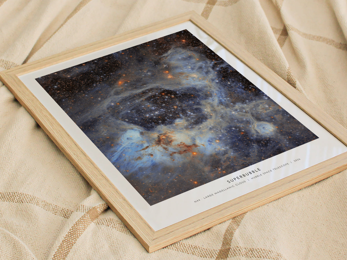 Superbubble Poster | N44 · Large Magellanic Cloud | NASA N44 Large Magellanic Cloud Astronomy Print — styled in a modern inte